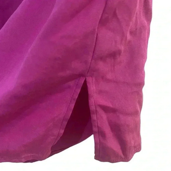 St. John silk sleeveless blouse zip closure quiet luxury small fuchsia pink - Picture 3 of 6